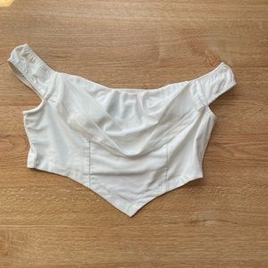 Princess Polly White Off the Shoulder Draped Crop